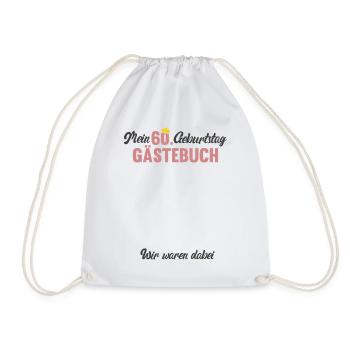 60th birthday My guestbook 60 years party - Drawstring Bag - white - Front