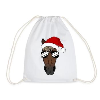 Lustiges Pferd Weihnachten Geschenk Geschenkidee - Turnbeutel - Weiß - Vorne
