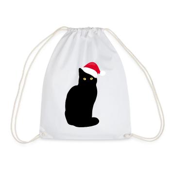 Funny cat christmas present gift idea - Drawstring Bag - white - Front