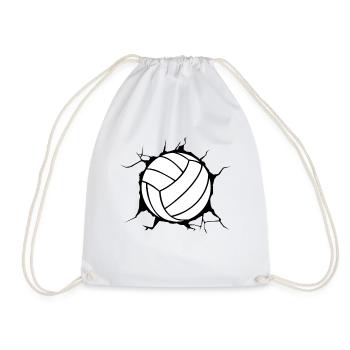 Volleyball smashing through wall design gift for - Drawstring Bag - white - Front