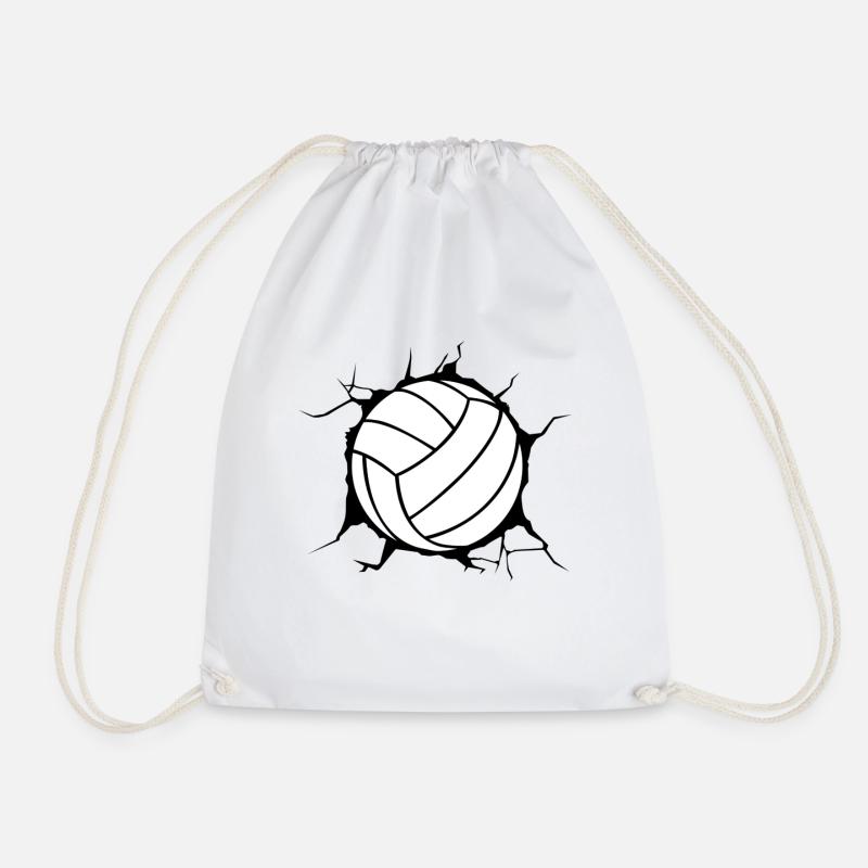 Volleyball smashing through wall design gift for - Drawstring Bag - white
