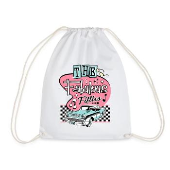1950s Sock Hop Dance Party Vintage Rockabilly 50s - Drawstring Bag - white - Front