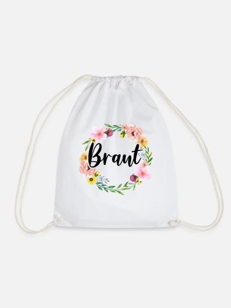 Bride To Be Braut Blumenkranz Blumen Verlobung JGA - Turnbeutel - Weiß