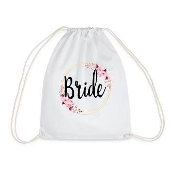 Bride To Be Bridal Flower Wreath Flowers Engagement JGA - Drawstring Bag - white - Front