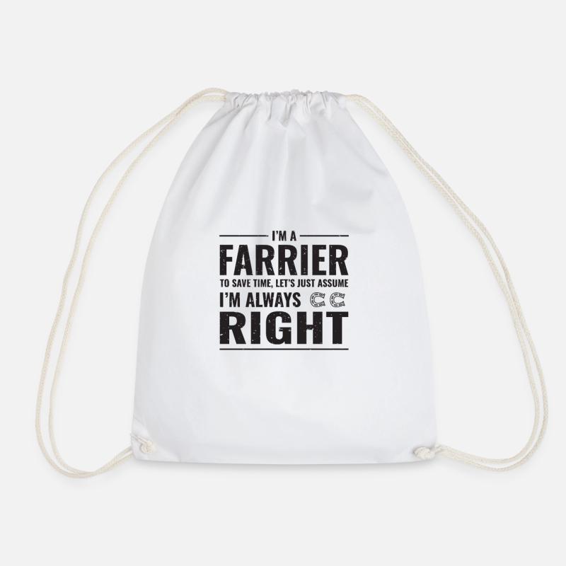 Farrier Blacksmith Funny Gift - Drawstring Bag - white