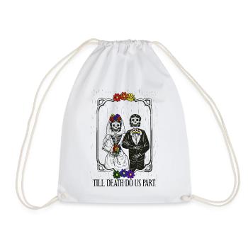 Till Death Do Us Part Lesbian Wedding Couple LGBT - Drawstring Bag - white - Front