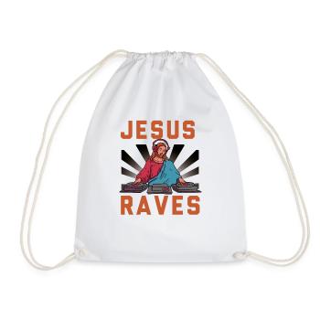 Jesus Raves – The DJ with a divine beat - Drawstring Bag - white - Front