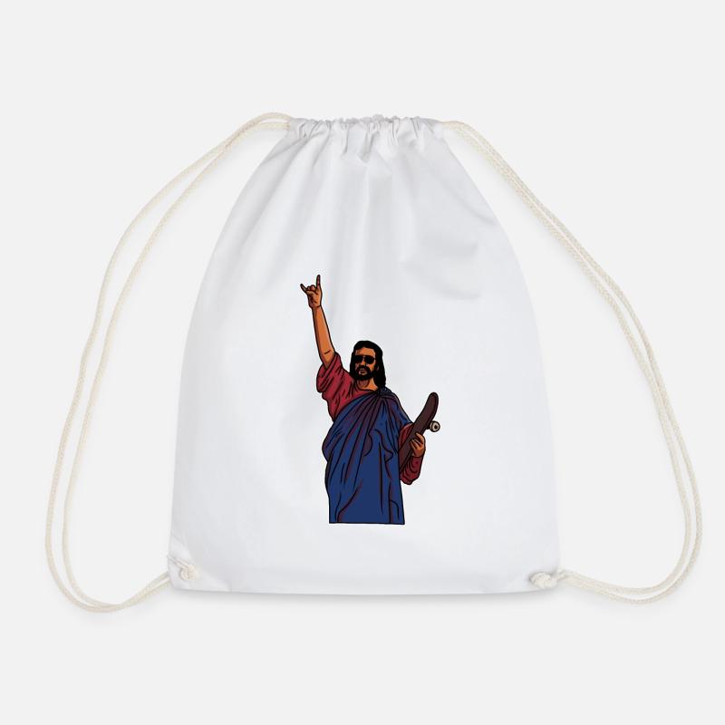Jesus skatet – Heiliger Style auf dem Board - Turnbeutel - Weiß
