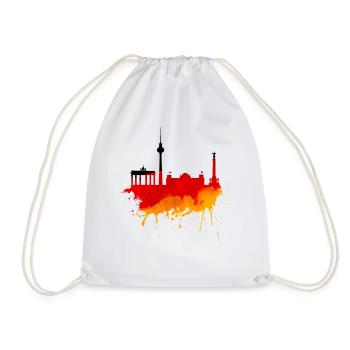Berlin Skyline Germany Flag German Flag - Drawstring Bag - white - Front