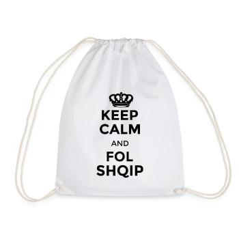 Keep calm and fol shqip Speak Albanian shqip - Drawstring Bag - white - Front