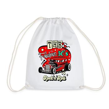 Rockabilly Vintage Rocker Rock N Roll Music - Drawstring Bag - white - Front