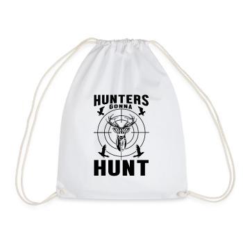 Monochrome minimalist hunting illustration - Drawstring Bag - white - Front