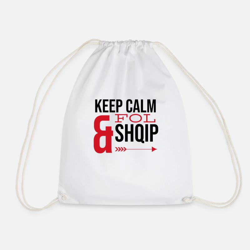 Keep calm and fol shqip Kuq e Zi Shqiptar Albaner - Turnbeutel - Weiß