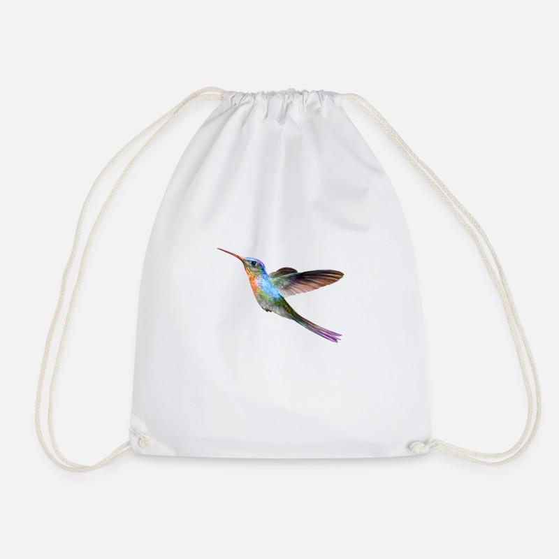 Colorful hummingbird in flight - Drawstring Bag - white