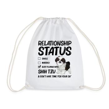 Relationship Status Busy Playing With My Shih Tzu - Drawstring Bag - white - Front
