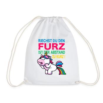 Buntes pupsen Einhorn Furz furzen Meme Geschenk - Turnbeutel - Weiß - Vorne