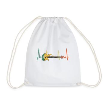 Bass Guitar Heartbeat - Gift for Bassists - Drawstring Bag - white - Front