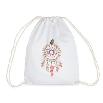 Capteur de rêves plumes indiennes perlées - Sac de sport léger - blanc - Devant