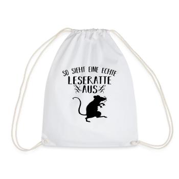 Leseratte Bücher lesen Geschenk - Turnbeutel - Weiß - Vorne