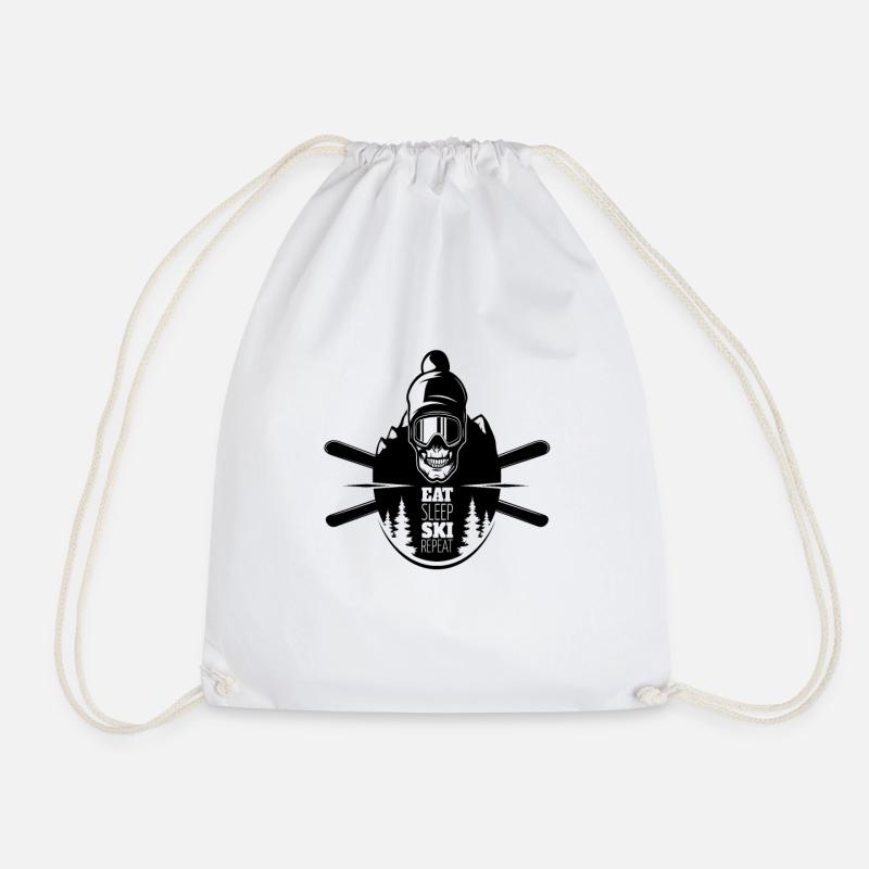 Totenkopf Skifahrer Eat Sleep Ski Repeat Geschenk - Turnbeutel - Weiß
