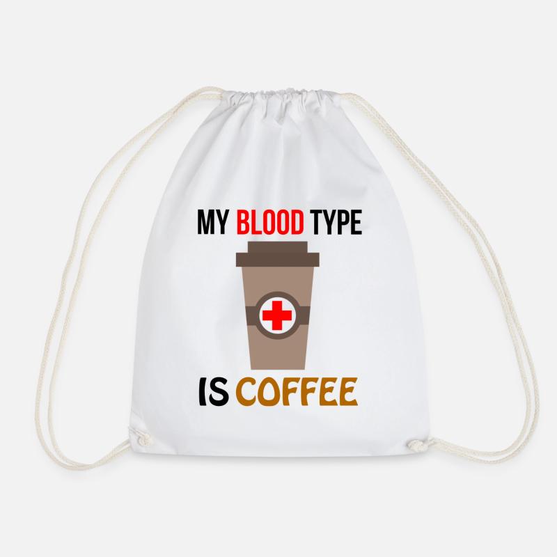 Coffee, Coffee, Coffee, Coffee, Coffee, funny - Drawstring Bag - white