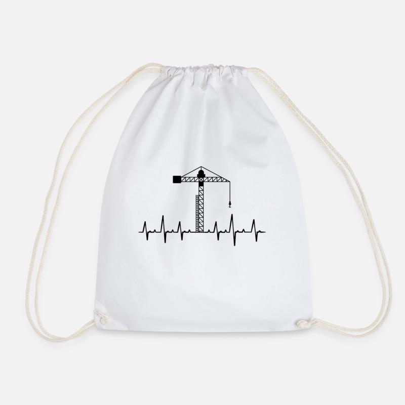 Crane cranes crane operator construction site excavator gift - Drawstring Bag - white
