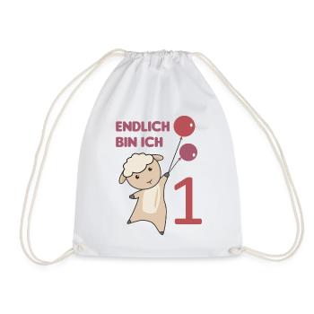 Endlich 1 Schaf rote Luftballons süße Tiere Baby - Turnbeutel - Weiß - Vorne