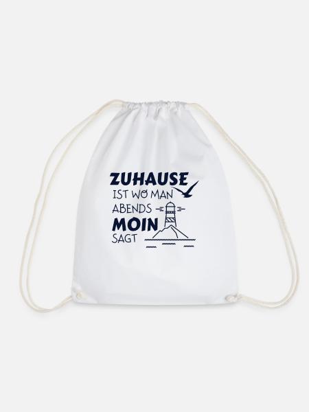 Zuhause Moin Leuchtturm Möwe Nordsee Nordlicht - Turnbeutel - Weiß