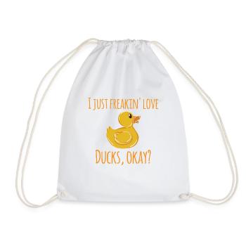 I just love ducks - duck lover bath duck - Drawstring Bag - white - Front