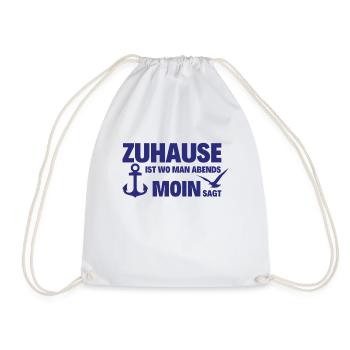 Zuhause Moin Nordsee Ostsee Hamburg Anker Möwe - Turnbeutel - Weiß - Vorne