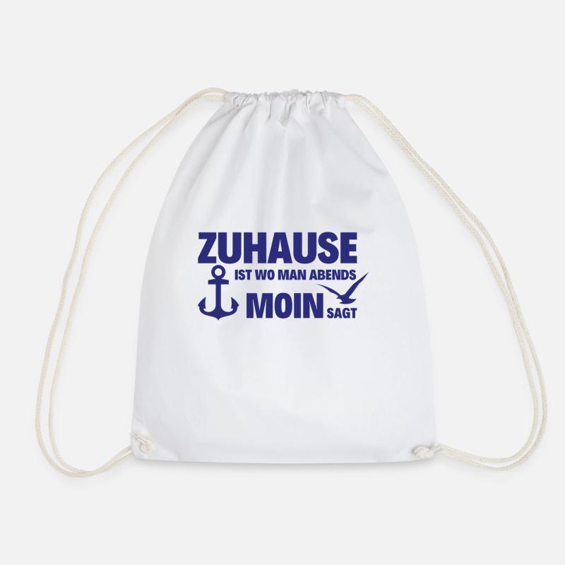 Zuhause Moin Nordsee Ostsee Hamburg Anker Möwe - Turnbeutel - Weiß