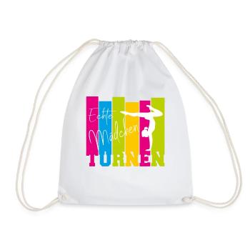 Real girls gymnastics gift idea for gymnast - Drawstring Bag - white - Front