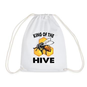 King Of The Hive Honey Bees Beekeeper Bee Gift - Drawstring Bag - white - Front
