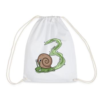 3.Geburtstag Schnecke - 3 Jahre alt Geschenk - Turnbeutel - Weiß - Vorne