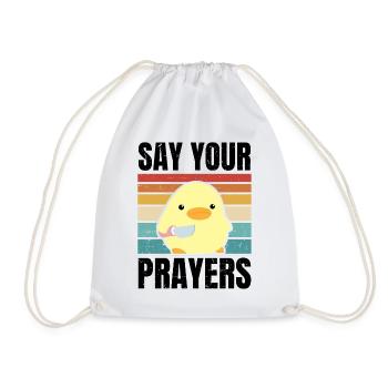 Dites vos prières mignon canard avec couteau meme poulet - Sac de sport léger - blanc - Devant