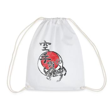 shotokan Karate martial art tiger logo kanji japan - Drawstring Bag - white - Front
