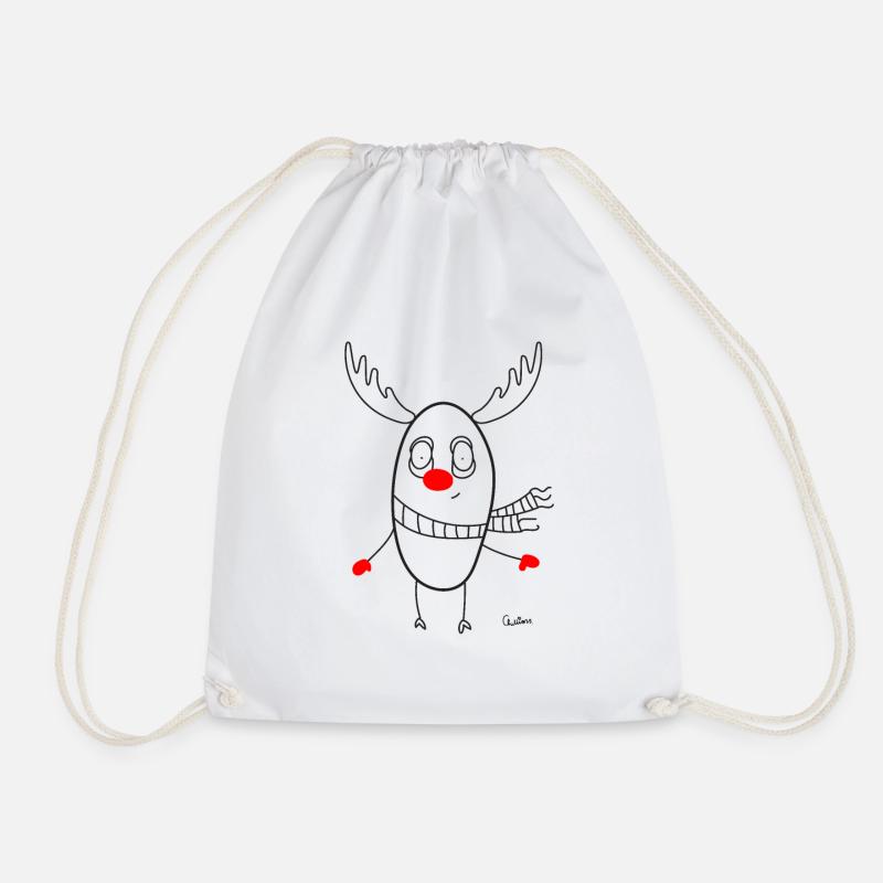 Chillions Rudolph Red Nosed - Drawstring Bag - white