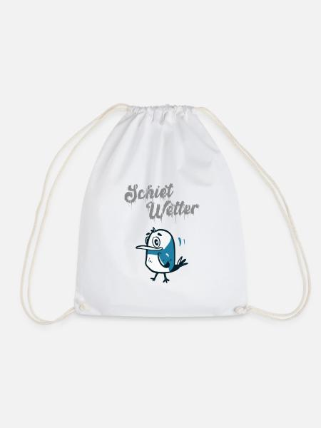 Schietwetter, Regen Vogel - Turnbeutel - Weiß