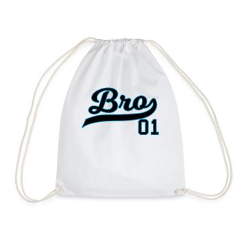 Bro 01 brother number one sibling gift - Drawstring Bag - white - Front