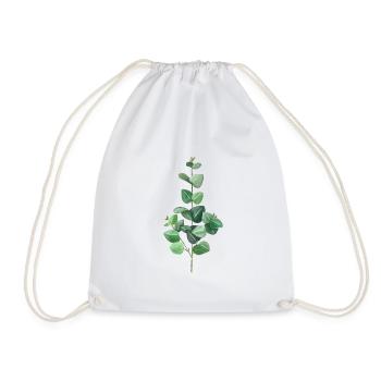 Green eucalyptus - Drawstring Bag - white - Front
