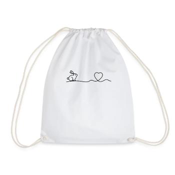 Dwarf Widder Rabbit Heart Easter Gift - Drawstring Bag - white - Front
