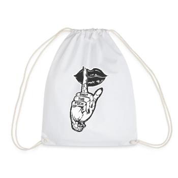 Punk Lippen mit Tattoo Spruch Geschenk - Turnbeutel - Weiß - Vorne