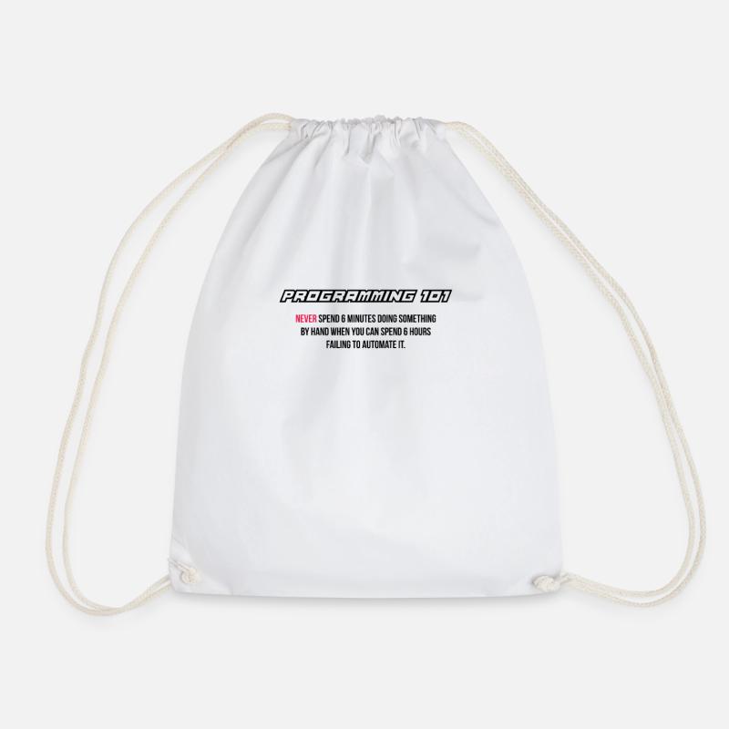 Funny automation, programming, computer science - Drawstring Bag - white