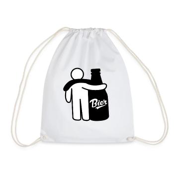 Beer bottle stick figure beer friends beer mate - Drawstring Bag - white - Front