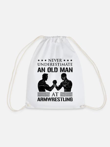 Armwrestling Armdrücken Papa Opa Spruch Geschenk - Turnbeutel - Weiß