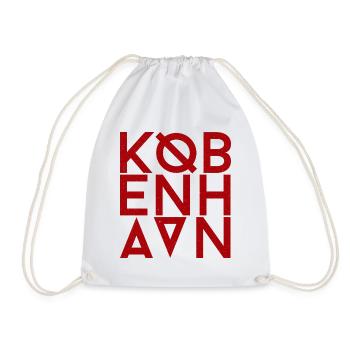 København Typo Monogram in Crimson Red - Turnbeutel - Weiß - Vorne