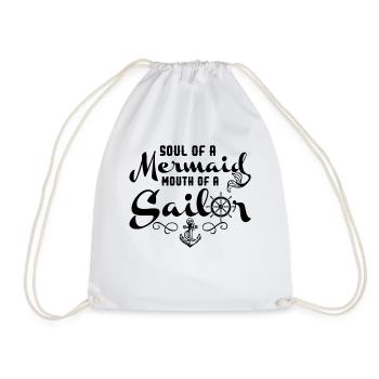 Âme d'une bouche de sirène d'un marin T-shirt drôle - Sac de sport léger - blanc - Devant