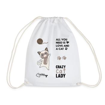 Chat mignon chat autocollant set de parole pattes - Sac de sport léger - blanc - Devant