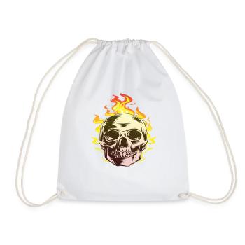 Burn Totenkopf Design Fun Geschenk - Turnbeutel - Weiß - Vorne