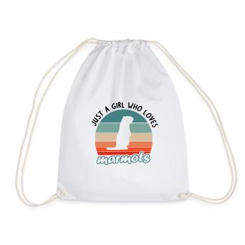 Girl marmot lover women design nature - Drawstring Bag - white - Front